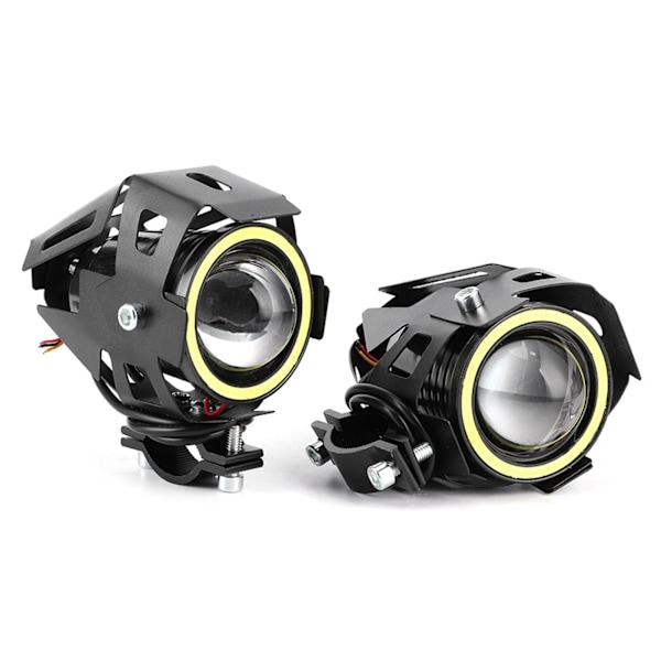 2 ST 12V 30W 3000lm U7 LED Angel Eyes Spotlight Vitt Ljus IP68 Motorcykelstrålkastare med Strömbrytare