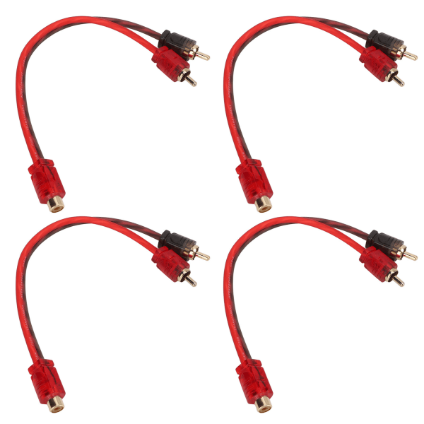 4 stk Bil RCA 1 Hunn 2 Hann Adapter Y Splitter Høyttaler Lydkabel 20cm Lang for Enhet med 3.5mm Jack