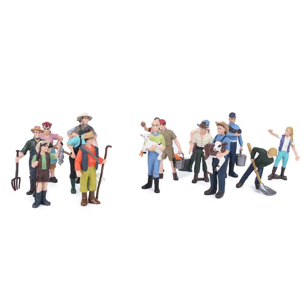 16 st Simulation Gård Karaktär Modell Set Bonde Miniatyr Leksaksfigur Pedagogiska Leksaker
