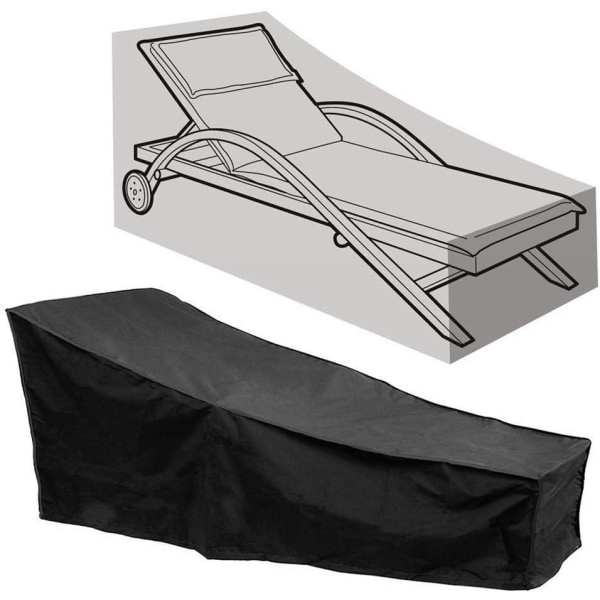 Havemøbelbetræk, vandtæt, støvafvisende, til rektangulære stole, udendørs terrasse – 420D sort (208*76*41/79 cm)