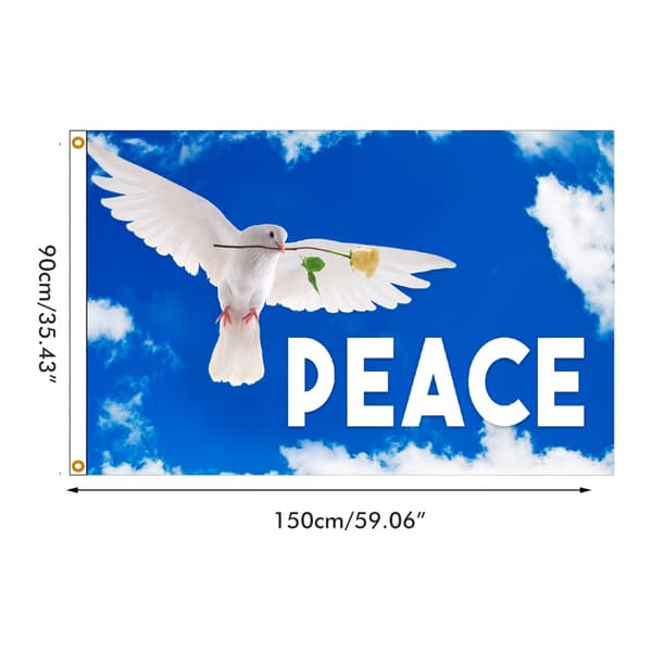 90x150CM Fredsduvor Flagga Hem Utomhus Hängande Dekor Polyesterbanners Tåliga Flaggor
