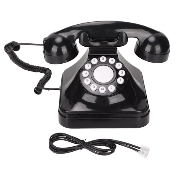 Retro-puhelin Klassiset Painikkeet Valittava Kiinteä Puhelin Koti- ja Toimistokäyttöön Musta