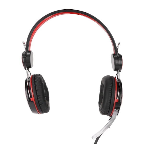 Spillhodetelefon med støydemping, stereo, ergonomisk, kablet, for dataspill, med mikrofon for PC, rød