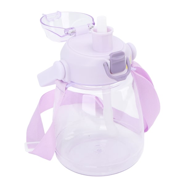 Lilla lækagetæt vandflaske med strop - 1100 ml kapacitet, spildsikker, med sugerør - perfekt til børn og kvinder