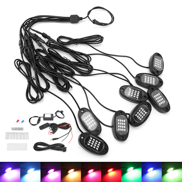LED-belysning för bil, underrede, Bluetooth-fjärrkontroll 1V8 för terrängbilar, ATV, UTV, motorcyklar