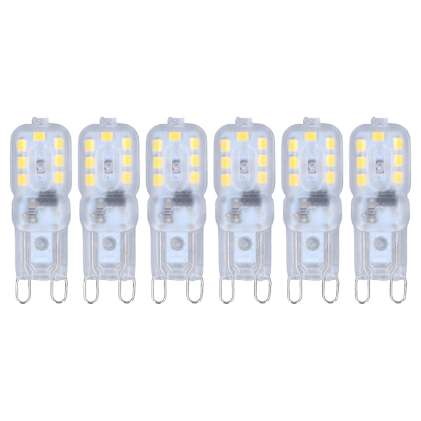 G9 Pære Dimbar Øyebeskyttelse Energibesparende 14 LED-er 3W Lyspære for Lysekrone Bordlampe 6 stk Naturlig Lys 220V