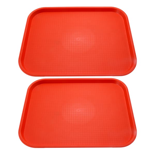 2 st Snabbmatsbricka Stapelbar Rektangulär Lättvikt Halkfri PP Matserveringsbricka för Restauranger Kaféer Orange