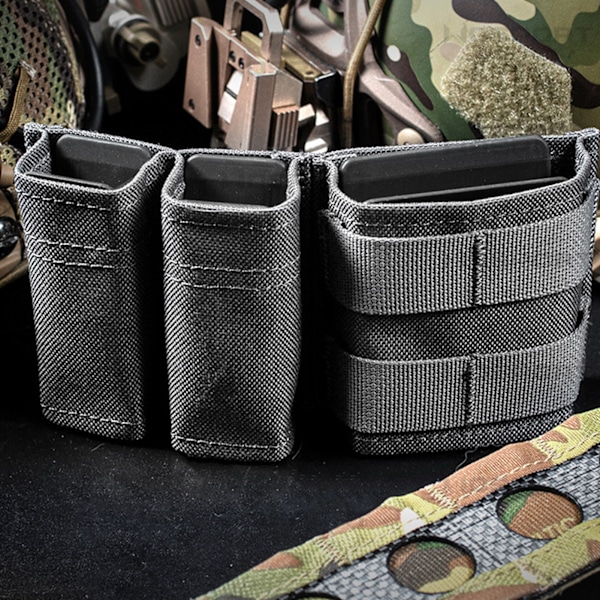 Militärtillbehörspåse med Molle-insatsmatta och nylontyg Multifunktionellt bältesfodral för utomhus Grå