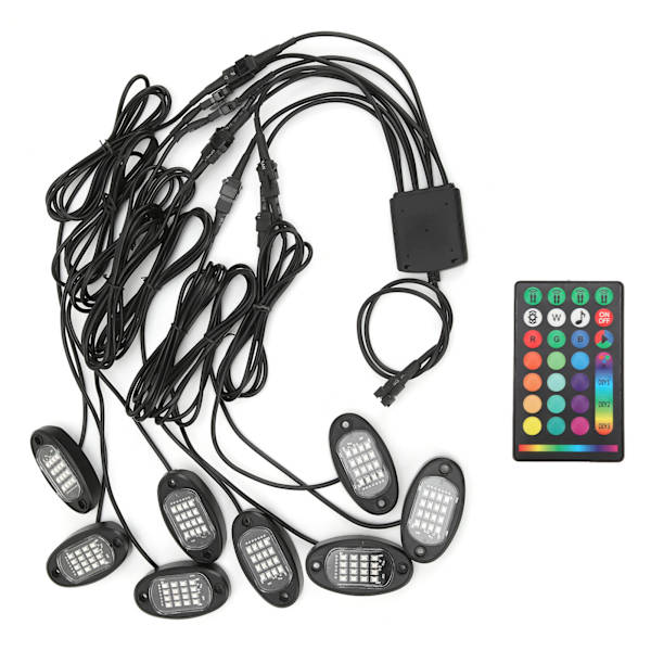 Värikäs auton alustavalaisin - 16 LED, DC12V, RGB, APP & RF-kaukosäädin
