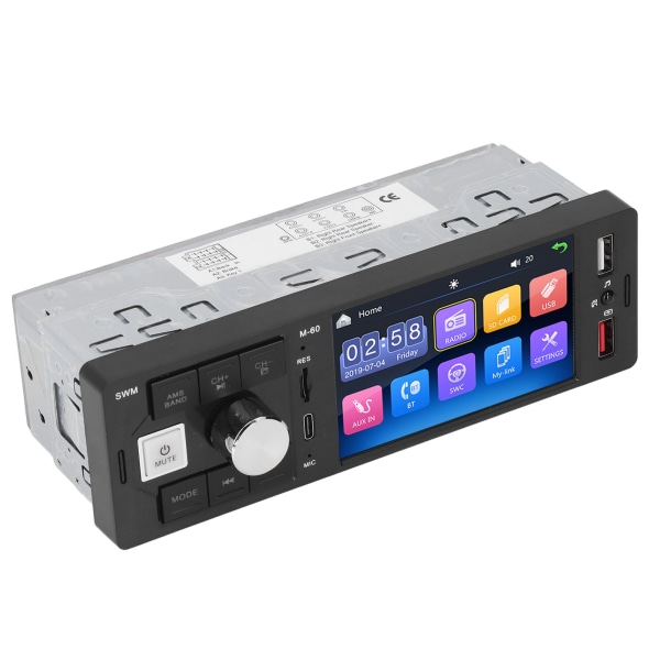 Bil Stereo Mottagare med 4-tums pekskärm och 7-färgade nyckelbelysning, AUX-ingång, MP5 Multimedia Spelare