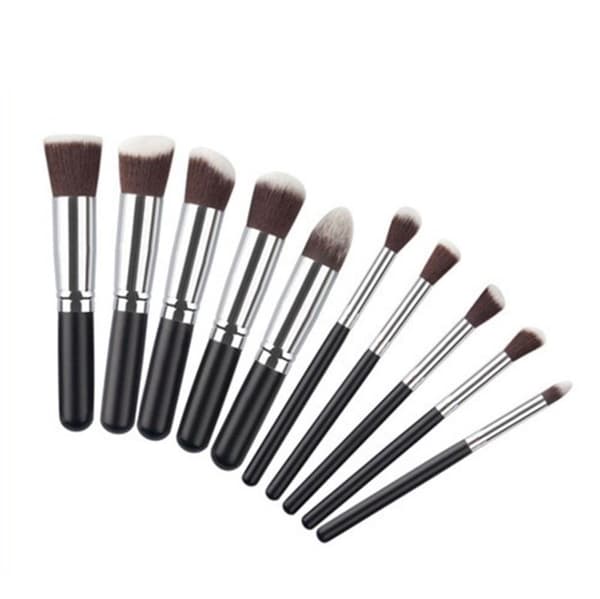 【DT】Technique PRO Makeupbørster, sølv/sort - 10 stk