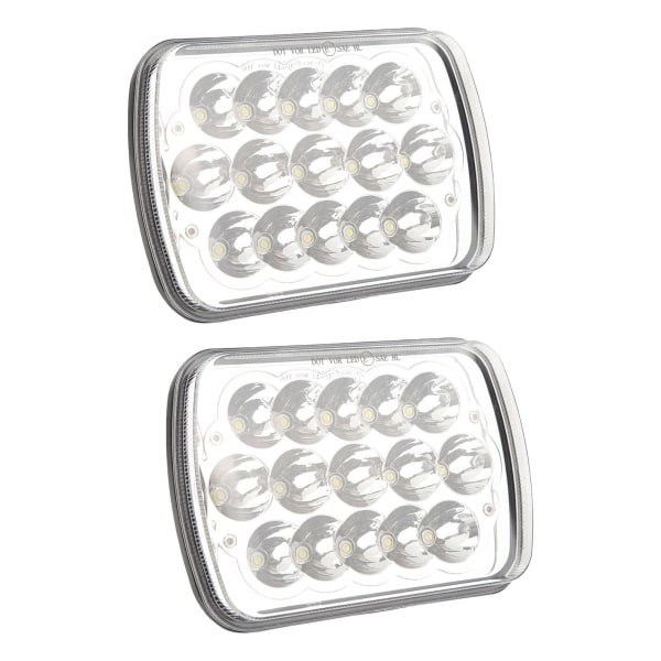 7-tommers 45W LED-frontlykter for Wrangler Comanche Cherokee - Sett med 2, sølvbunn