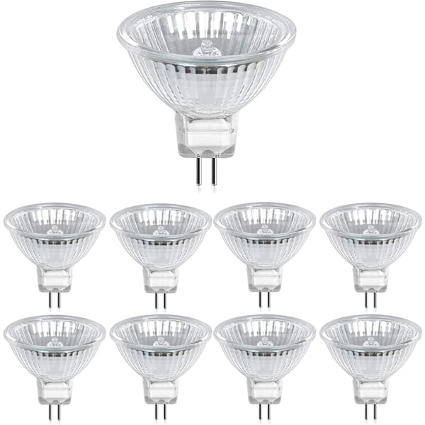 12v 35w Halogen Lamps Gu5.3 Spot Base Warm White, Dimmable, Pack Of 8 50W