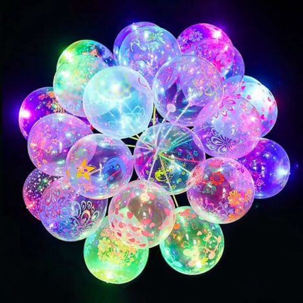 100 LED-ljusballonger - Perfekt för bröllop, fest, födelsedag, festival, jul - Inkluderar batterier, stativ, pinnar, ballongpump
