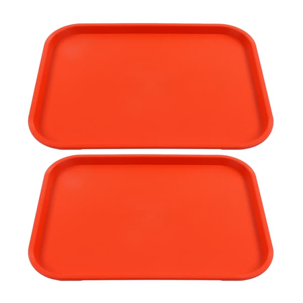 2 st Snabbmatsbricka Stapelbar Rektangulär Lättvikt Halkfri PP Matserveringsbricka för Restauranger Kaféer Orange