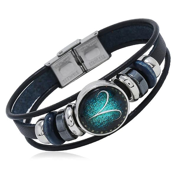 12 konstellationer handvävd flätad läder retro stjärntecken berlocker armband E