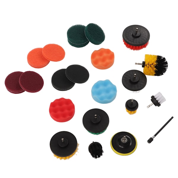 Multifunktionelt rengøringsværktøjssæt - 25 dele borebørste Power Scrub Pads Svampesæt til tæpper, fliser, bil, lastbil, hjem og køkken