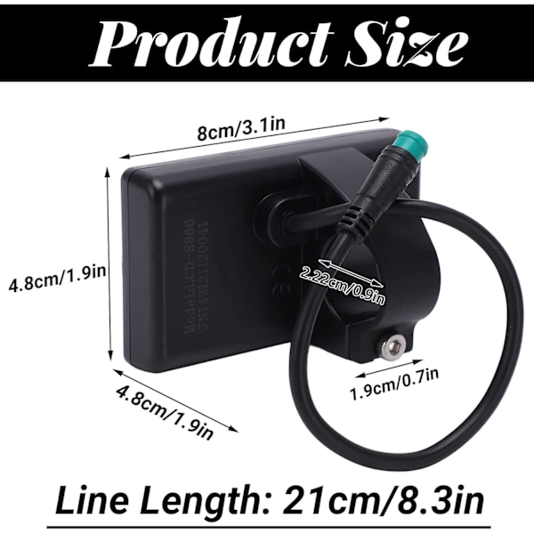 S866 Elektrisk Sykkel LCD Display E-sykkel Elektrisk Scooter Display Telleren Kontrollpanel Med Vanntett-mc