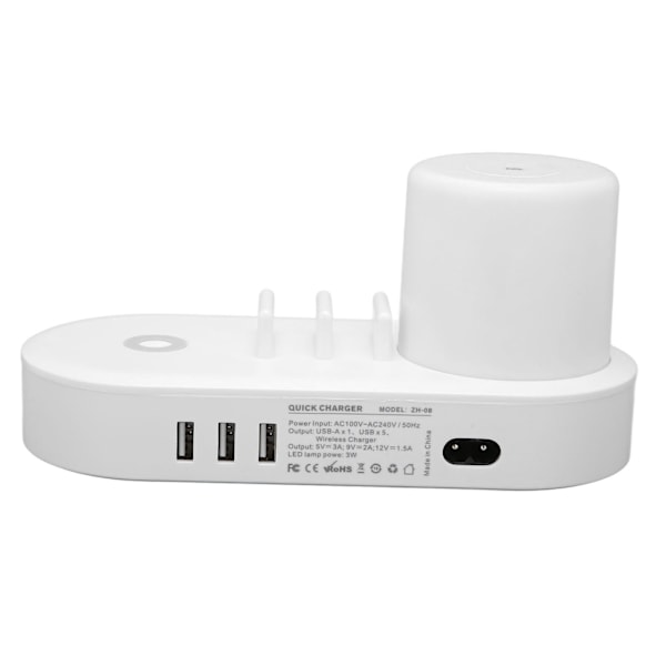 Langaton Latauskello Monitoiminen Kosketusohjaus Värikäs Yövalo 6USB-Liitäntää Nopea Latausasema 100V‑240V EU-Pistoke