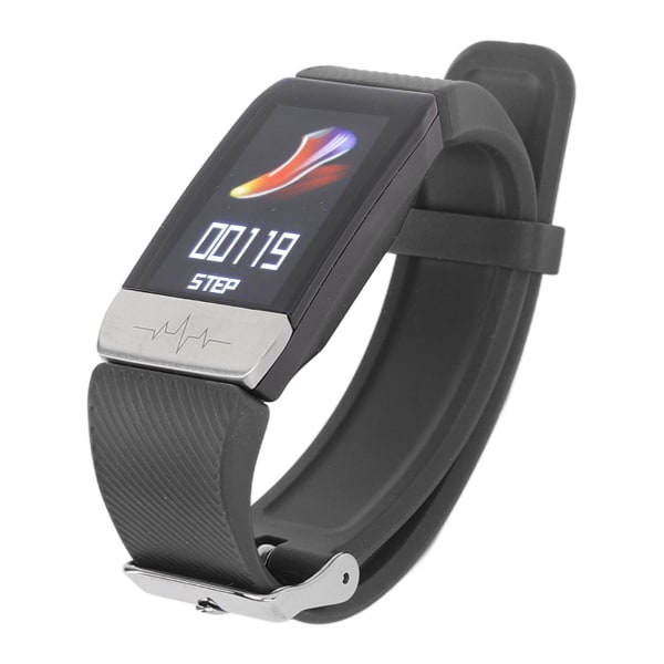 Bluetooth vanntett smartklokke for utendørs sport Fitness - 1,14 tommers skjerm, kroppstemperaturmåling - svart