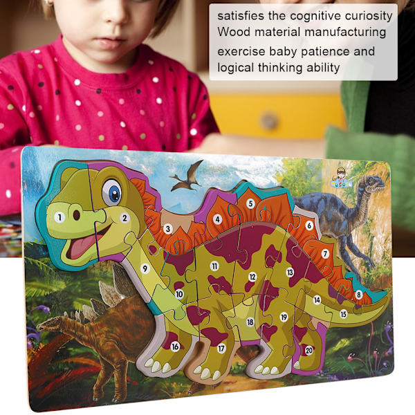 Træ Dinosaur Puslespil Legetøj Alfabet Nummer Puslespil Børn Uddannelsesmæssigt Legetøj #6 (Nummer)