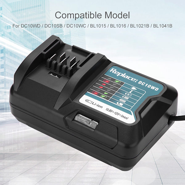 10,8V 12V Makita DC10WD/BL1015 hurtig litiumbatterioplader