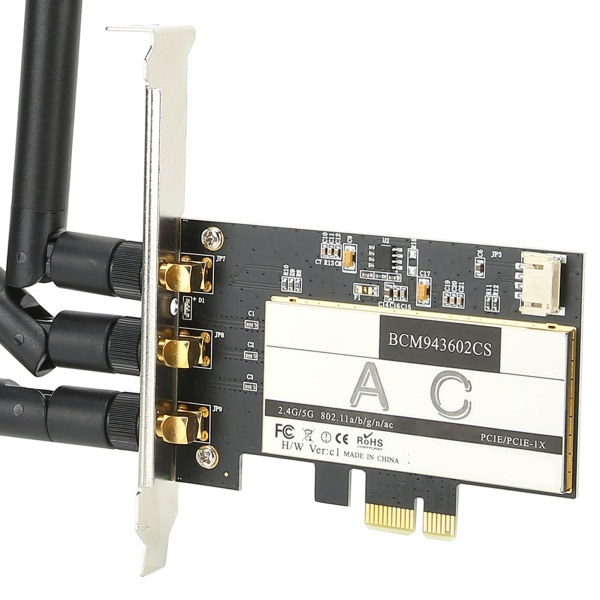 Langaton kortti 802.11AC WiFi + Bluetooth 4.0 -pöytäkoneen WLAN-kortti PCI E + 3 antenni BCM943602CS