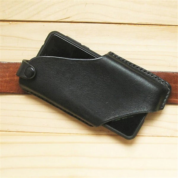 Retro PU Læder Telefonholster Professionel Stilfuld Beskyttende Mobiltelefon Bæltepose Holster Cover Case til Bælte Sort S