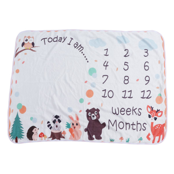 Baby Monthly Milestone Blanket Unisex Soft Animal Pattern Infant Milestone Blanket for Newborn Photography