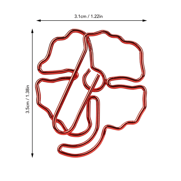 Lyse røde firekløverblad-papirklips - 50 stk