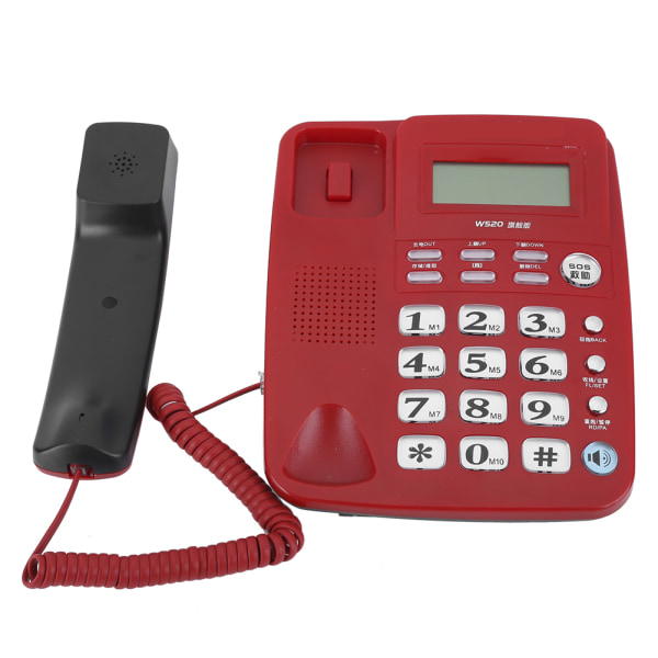 W520 Opkaldsidentifikation Telefon Håndfrit opkald til Office Home Family BusinessRed