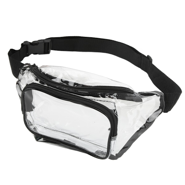 Transparent Fanny Pack PVC Vattentät Dragkedja Multifunktionell Midjeväska för Resor Svart