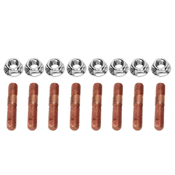8 st M8 1.25 gängade Turbo-bultar Kit 8mm Metalllegering Högtryckstålig Avgasgrenrör Stud Bult Mutter Hårdvara