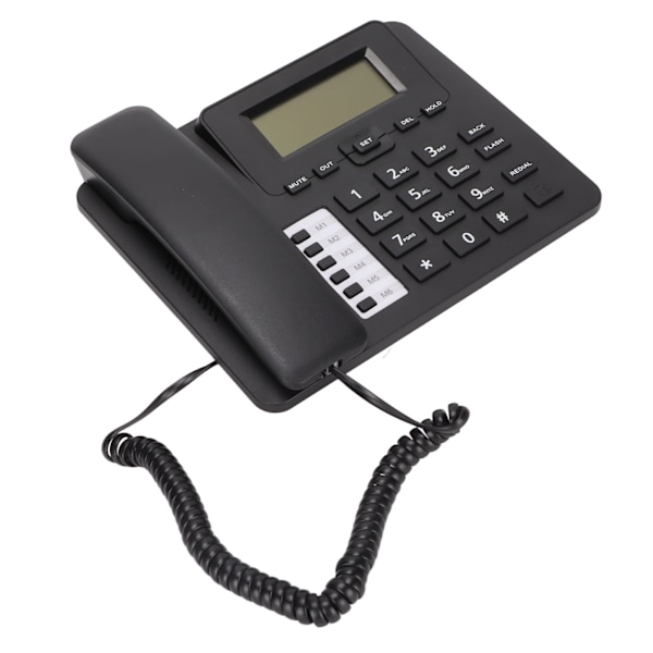Hemtelefon med sladd, LCD-skärm, handsfree, samtalsidentifiering och väckarklocka - Perfekt för hemmet eller kontoret
