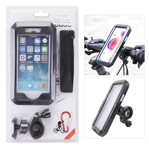 Vedenpitävä moottoripyörän polkupyörän puhelintelineen telinekotelo iPhone Samsungille (iPhone 6S/7/8 Plus)