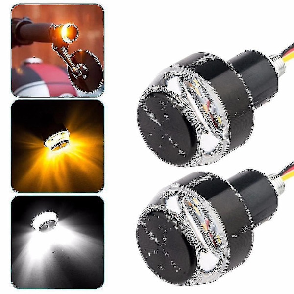 Motorsykkel LED styrelys blinklys for 22mm styre hvitt til gult