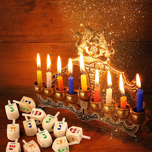 10-delt Hanukkah-sett med tre-dreidel Klassiske barnedreidel Hanukkah-tre-dreidel Hanukkah-festutstyr og dekorasjoner