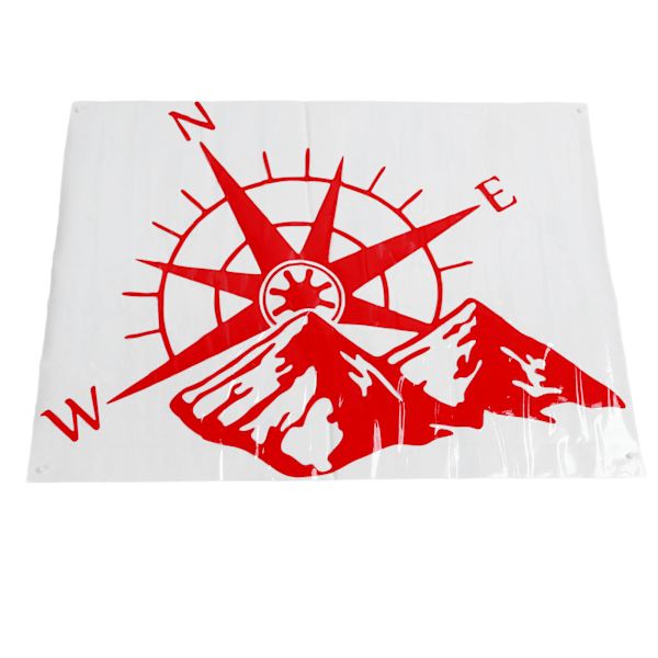 Mountain Compass -autotarra takaikkunaan - punainen, vahva tarttuvuus, värinkestävä - Universaalit autotarrat (60x45 cm)