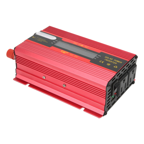 Punainen tehoinvertteri DC12V/24V tulo AC110V pistorasiaan 420W nimellisnestekidenäyttöjännitteen tunnistus
