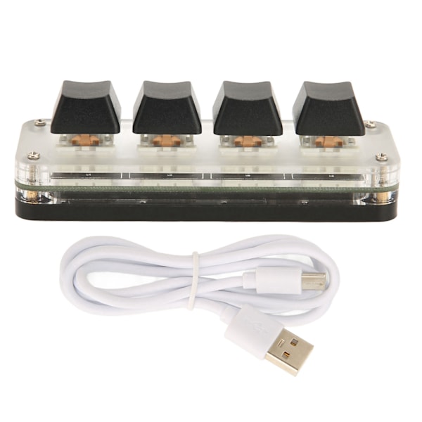 Programmerbar Knappsats USB 4 Tangenter Mini Portabelt Mekaniskt Tangentbord HID DIY Programmerbart Tangentbord RGB OSU Gaming Knappsats