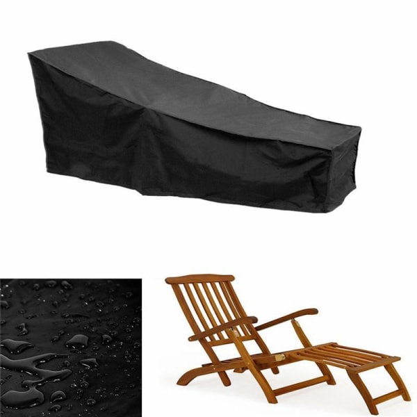 Havemøbelbetræk - vandtæt og støvafvisende, til rektangulære stole, udendørs terrasse - 210D sort (208*76*41/79 cm)