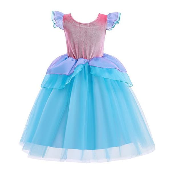 Flickor Paljetter Sjöjungfru Prinsessklänning 120cm