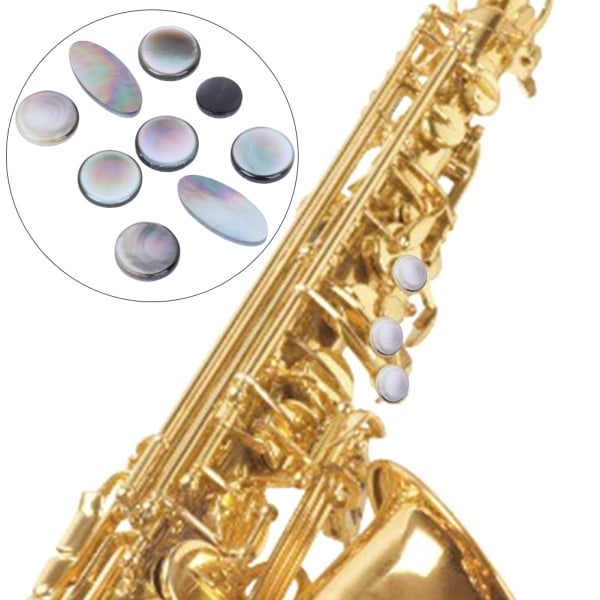 9 kpl saksofonin set, mustavalkoinen saksofonipainike, soittimien tarvikkeet