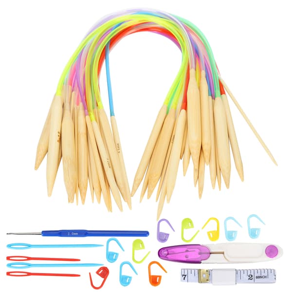 18 st Bambu Rundstickor Dubbelspetsiga 40cm Tillbehörspaket 0.2