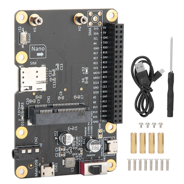3G/4G LTE Base Hat Raspberry Pi 4/3/2/B+ -moduulitietokoneelle USB:hen SIM-kortilla
