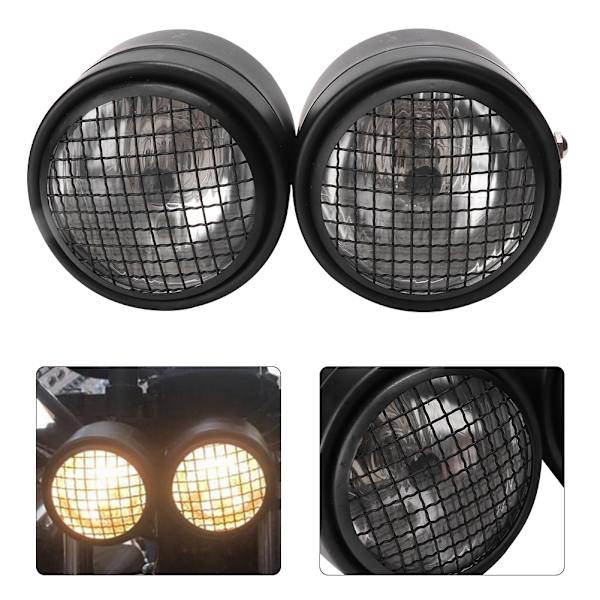 Universal 8.5in Jern Front Twin Rundt Lys Kaster Lampe - Svart Grill Hvit
