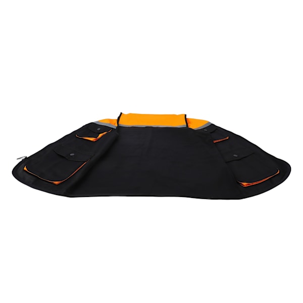 Reflekterande Arbetsväst med 4 Fickor Färgblock Zip Front Hög Synlighet Säkerhetsväst med Reflekterande Band Svart med Gul XL