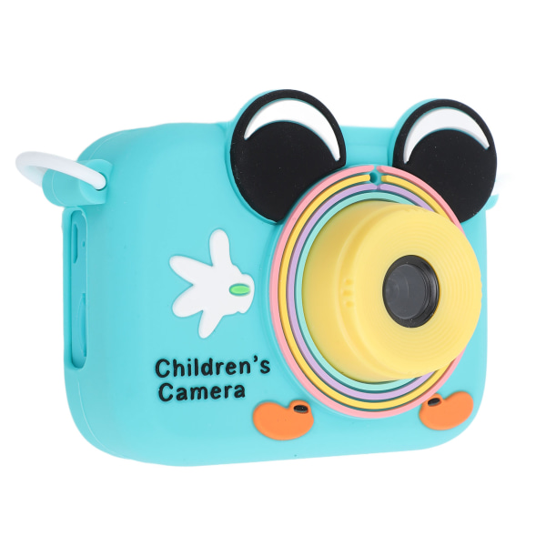 Tegneserie minidigitalkamera for småbarn med 2-tommers HD-skjerm, front- og bakobjektiv, videoopptak og fotomodus - blå