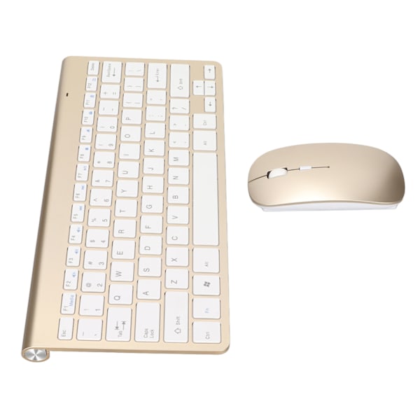 Trådlöst 2.4G tangentbordsmusset - 78 nycklar, tunna etsade tangentkapslar, ergonomisk design, mute-knapp, USB-anslutning - guld