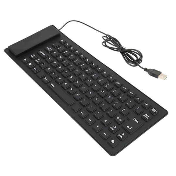 Foldbart Silikontastatur 85 Taster Foldbart Design Lydløst Ledningsført Vandafvisende Støvsikkert Fleksibelt Tastatur Sort